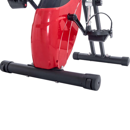 Folding Exercise Bike, Fitness Upright and Recumbent X-Bike with 10-Level Adjustable Resistance, Arm Bands and Backrest