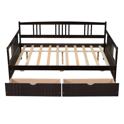 Full Size Daybed Wood Bed with Two Drawers,Espresso（OLD  SKU:LP000058AAP）