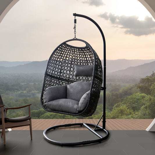 Nest Balcony Hanging Chair, 300 LBS Capacity for Home, 37.4x41.34x76.77 (Grey)