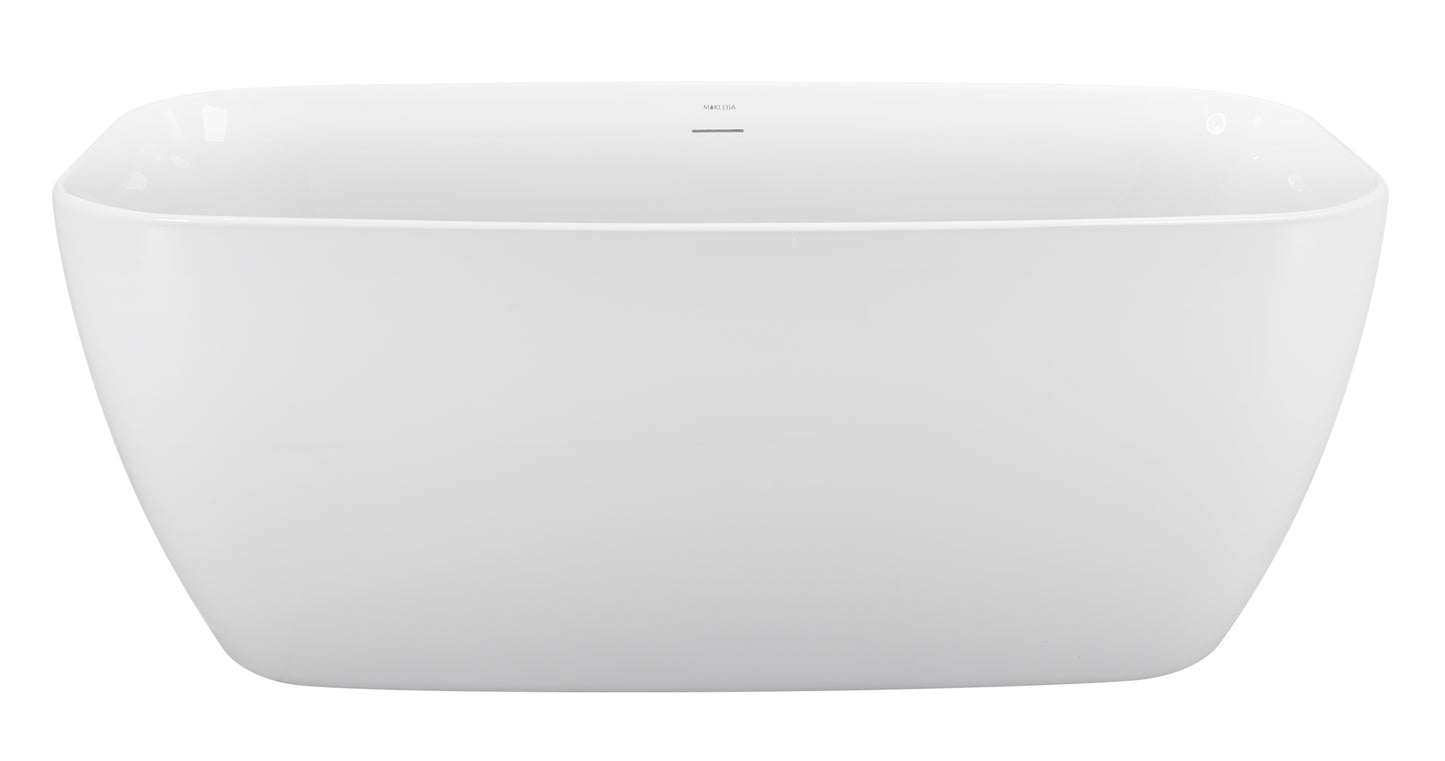 59" 100% Acrylic Freestanding Bathtub，Contemporary Soaking Tub，white bathtub