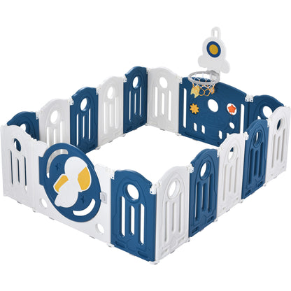 Baby Playpen for Toddler, Astronaut Theme Kids Activity Center, Safety Large Play Yard Home Indoor & Outdoor Safety Gates Foldable Play Pens with Game for Babies