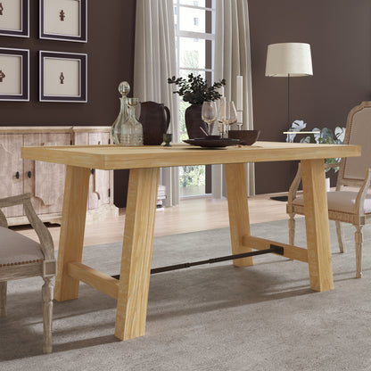 TREXM Wood Dining Table Kitchen Furniture Rectangular Table, Seats up to 6 (Natural Wood Wash)