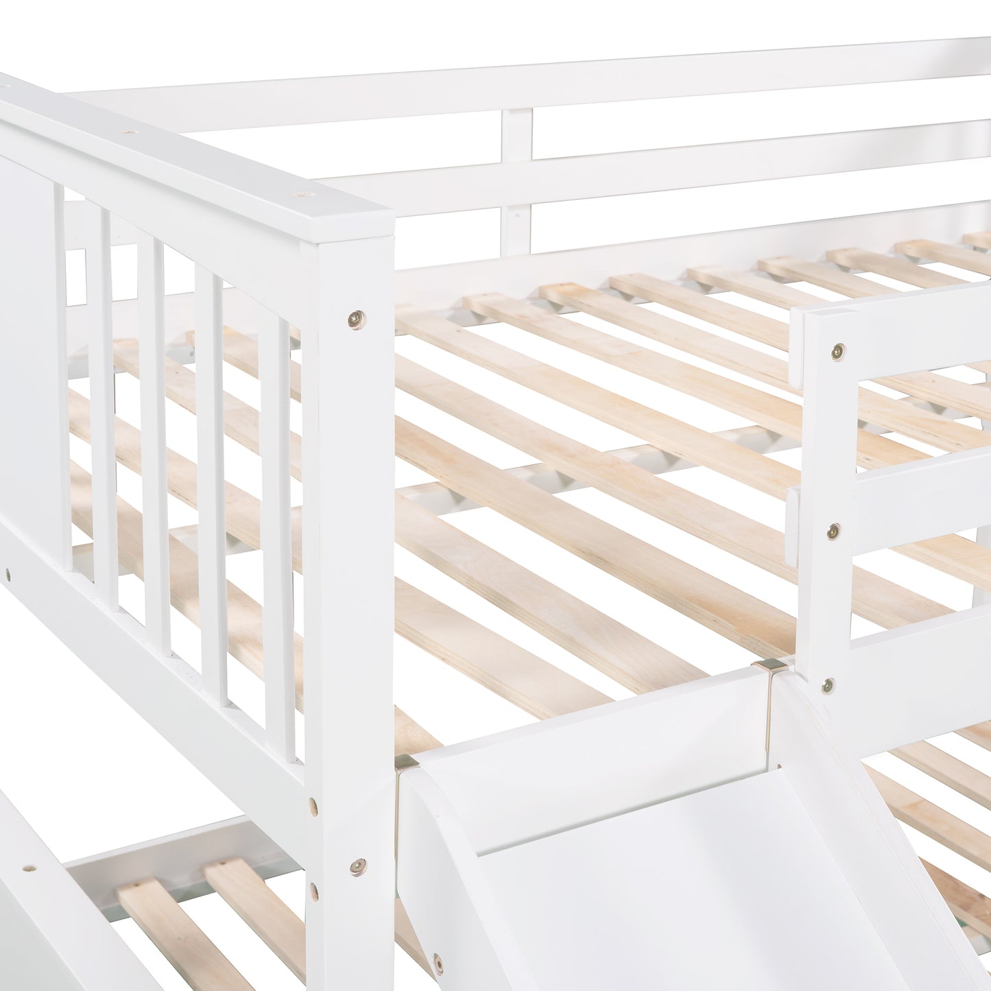 Full Over Full Bunk Bed with Ladder with Slide, White (Old SKU :LP000208AAK)