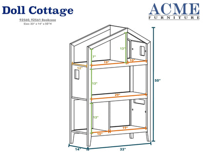 ACME Doll Cottage Bookcase in White & Pink 92560