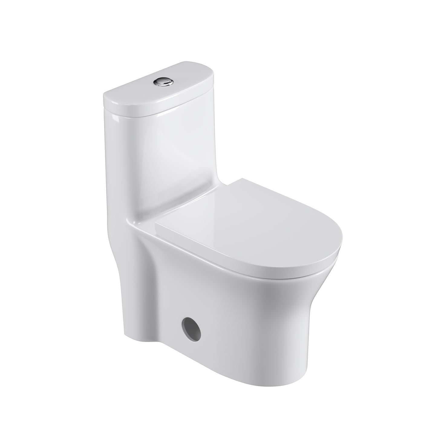 Dual Flush Elongated Standard One Piece Toilet with Comfortable Seat Height, Soft Close Seat Cover, High-Efficiency Supply, and White Finish Toilet Bowl (White Toilet)