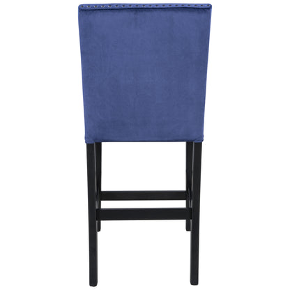 TOPMAX 4 Pieces Wooden Counter Height Upholstered Dining Chairs for Small Places, Blue+Black Legs