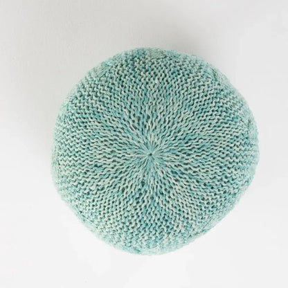 Indoor Handcrafted Modern  Fabric Weave Pouf  Aqua