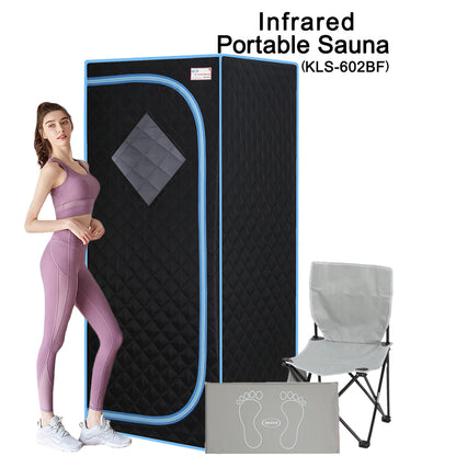 Portable Full Size Black Infrared Sauna tent–Personal Home Spa, with Infrared Panels, Heating Foot Pad,Controller, Foldable Chair ,Reading light.Easy to Install.Fast heating, with FCC Certification.