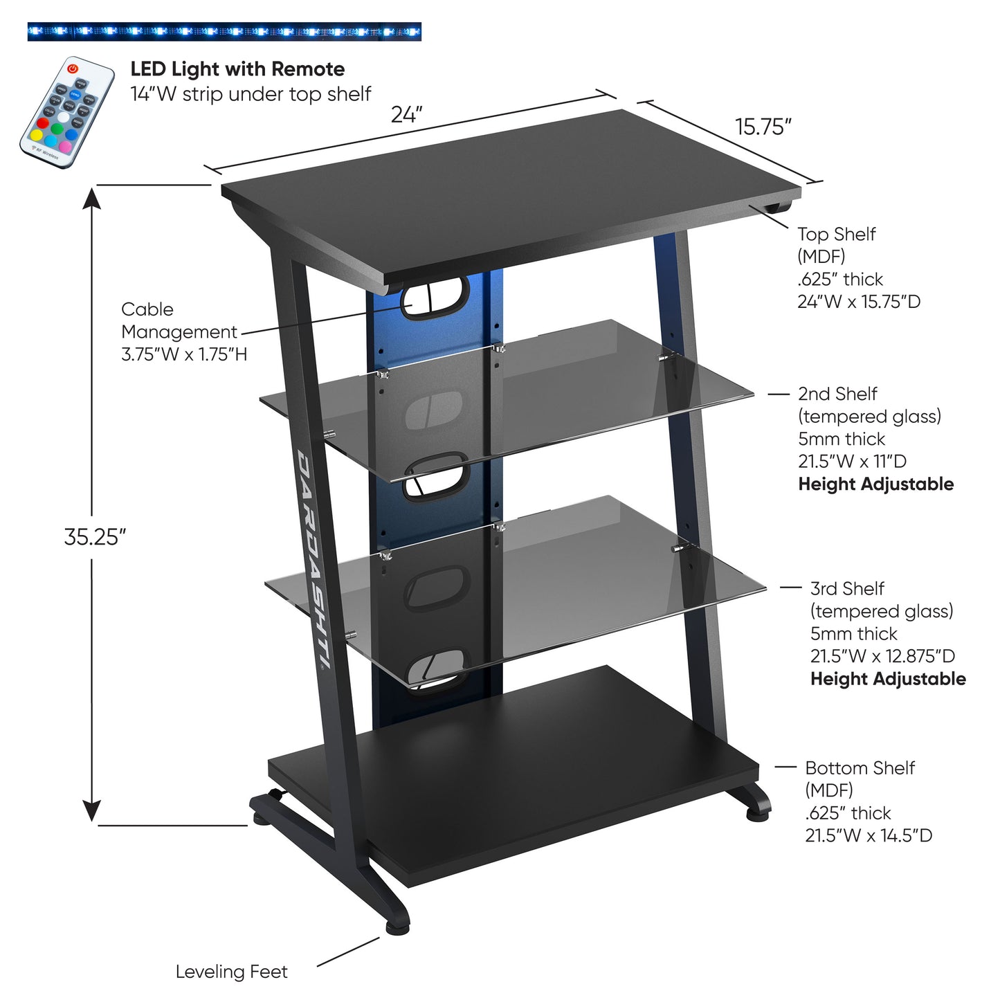 Dardashti Gaming Shelves S1-21 Midnight