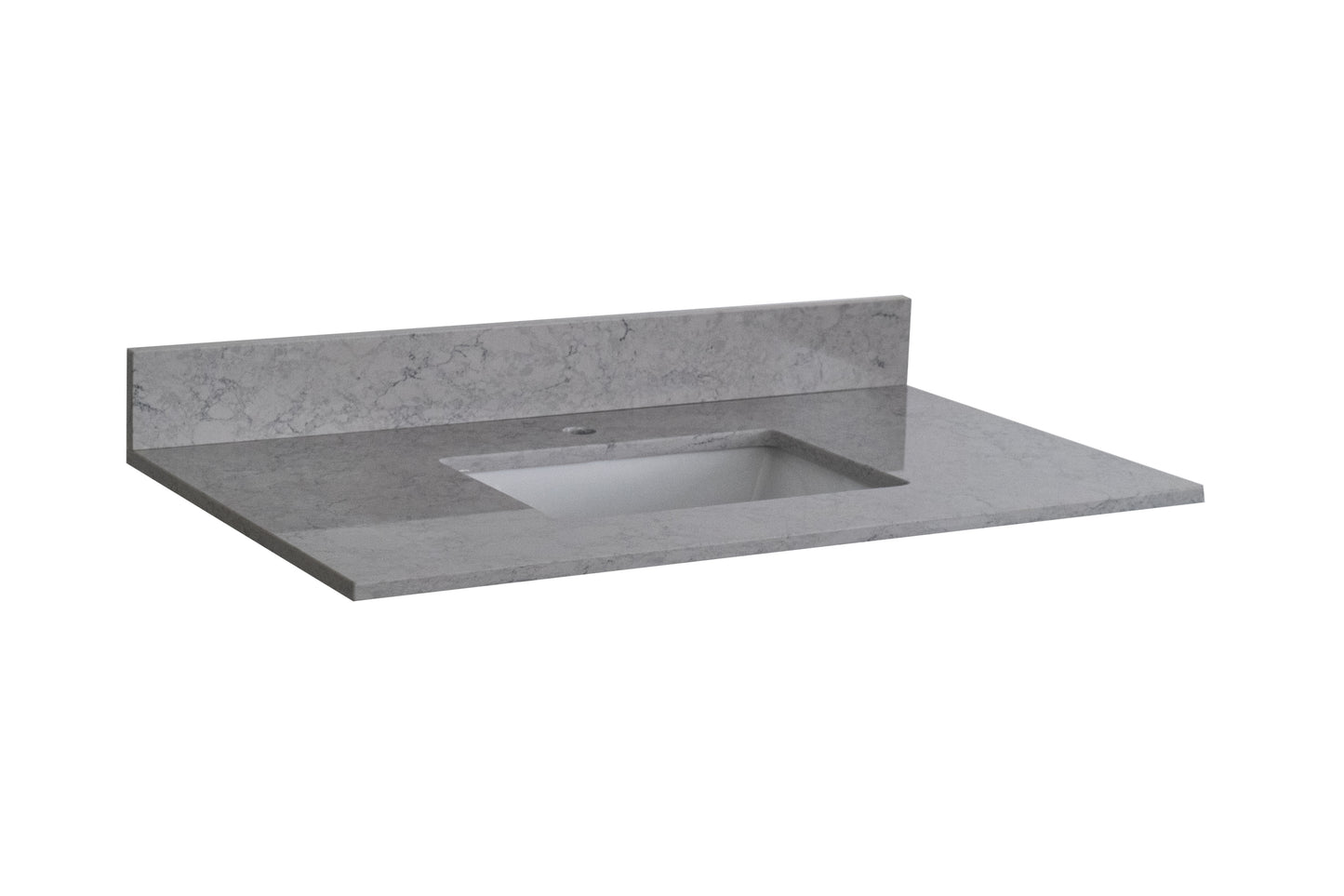 Montary 31 inches bathroom stone vanity top calacatta gray engineered marble color with undermount ceramic sink and single faucet hole with backsplash