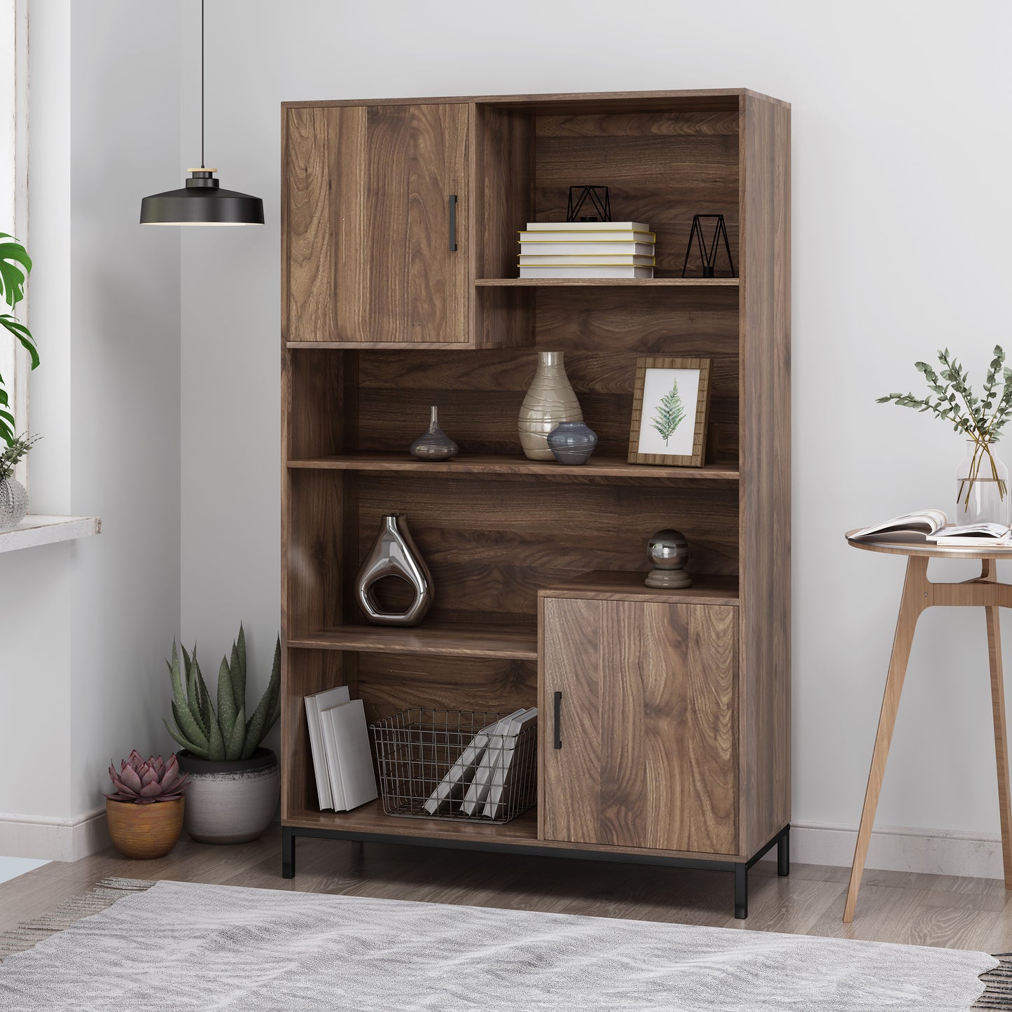 Joaquin bookcase with storage, walnut