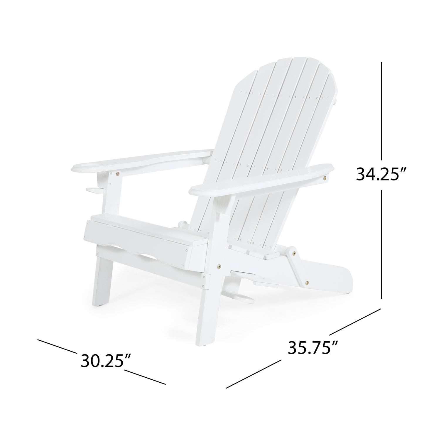 Outdoor Classic White Solid Wood Adirondack Leisure Seat Can Put Cup Holder Can Put Umbrella