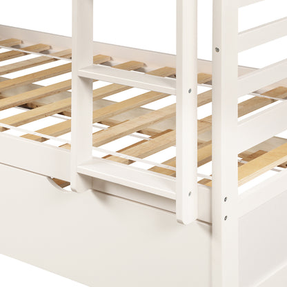 Orisfur. Twin Bunk Beds for Kids with Safety Rail and Movable Trundle bed