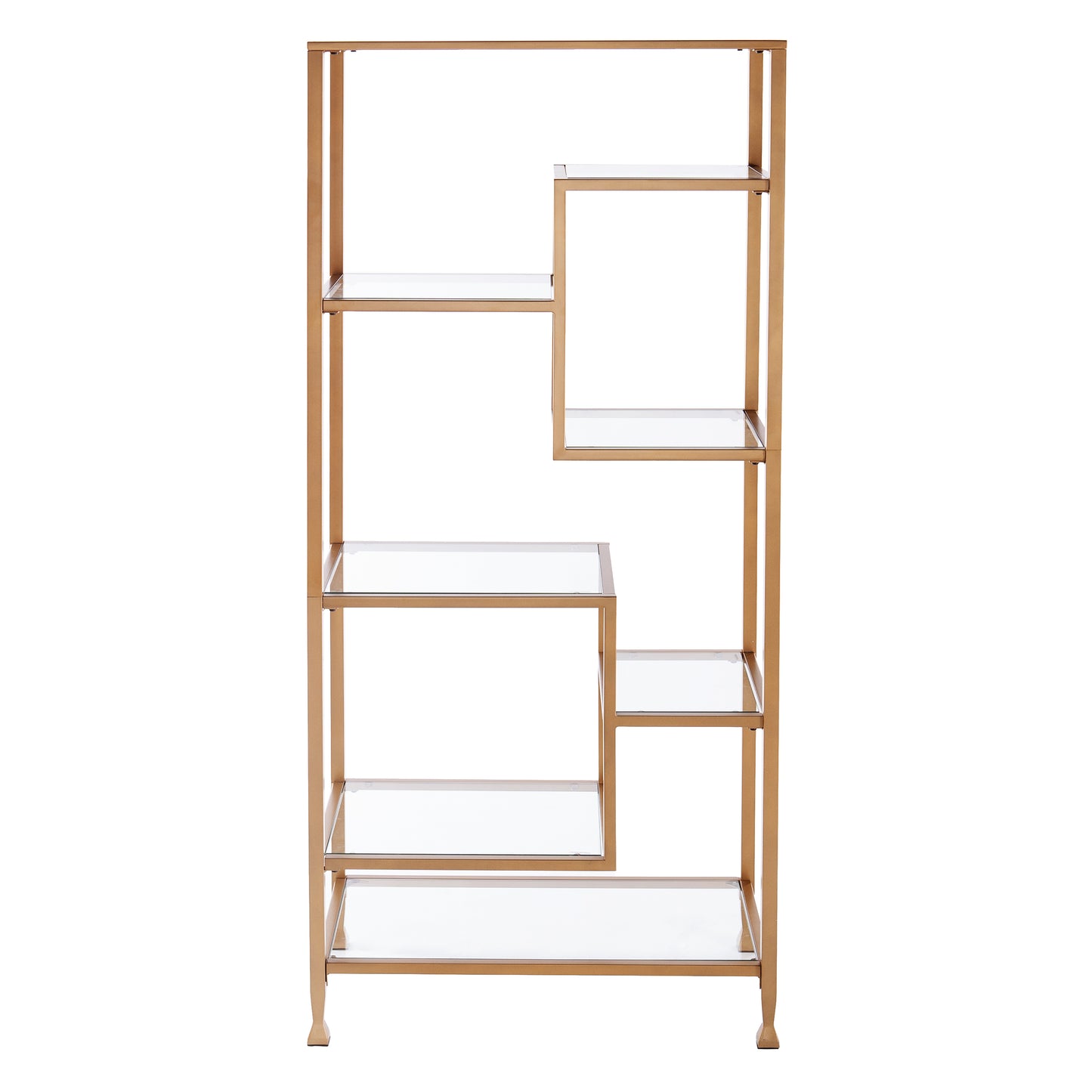 Jaymes Metal/Glass Asymmetrical Étagère/Bookcase - Gold