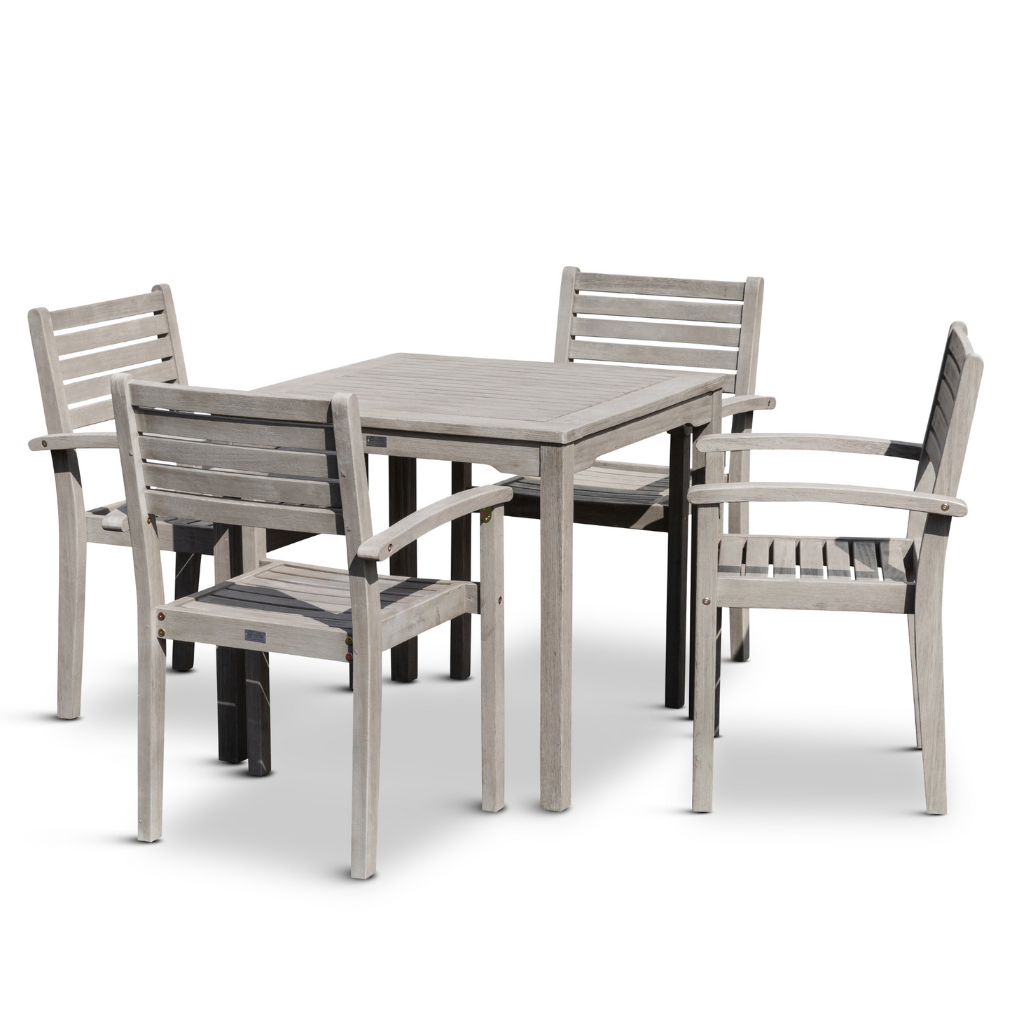 5-Piece Eucalyptus Dining Set, Driftwood Gray Finish