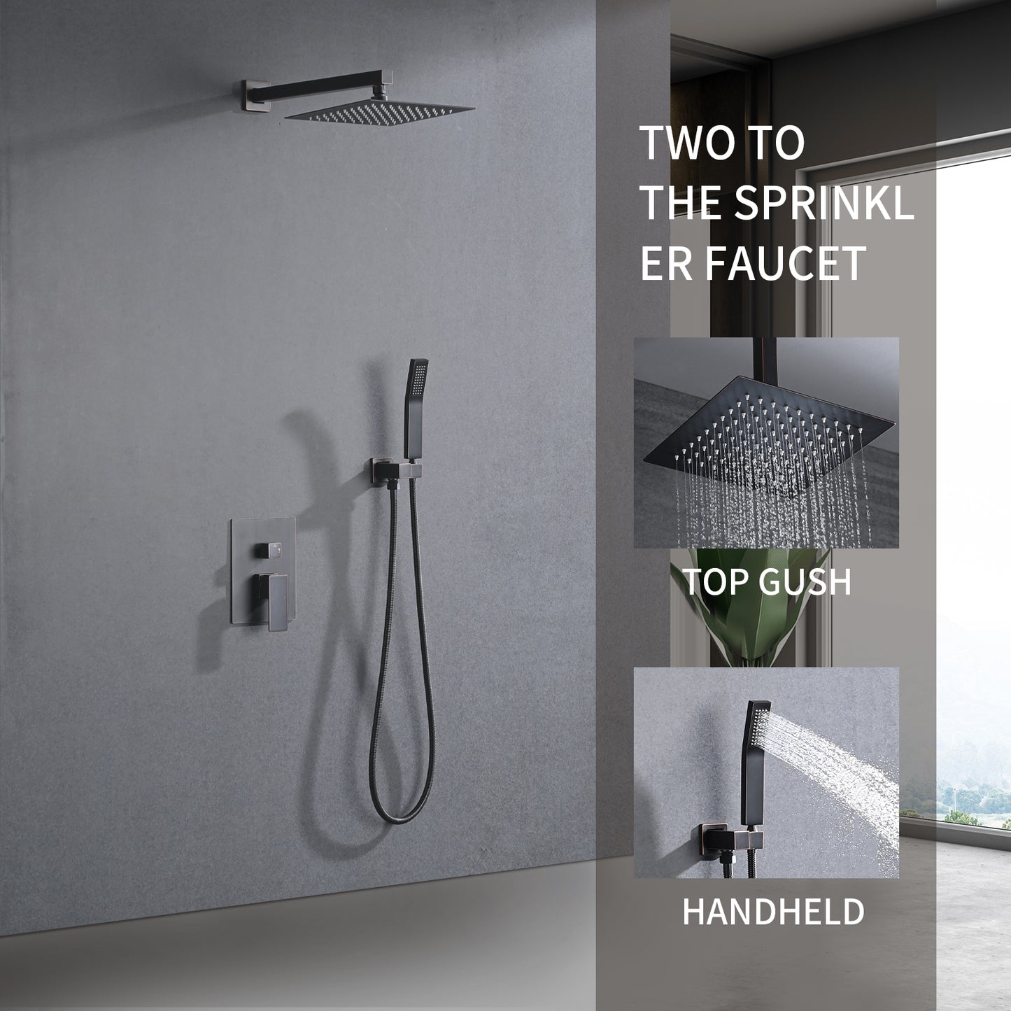 Shower System Shower Faucet Combo Set Wall Mounted with 12" Rainfall Shower Head and handheld shower faucet