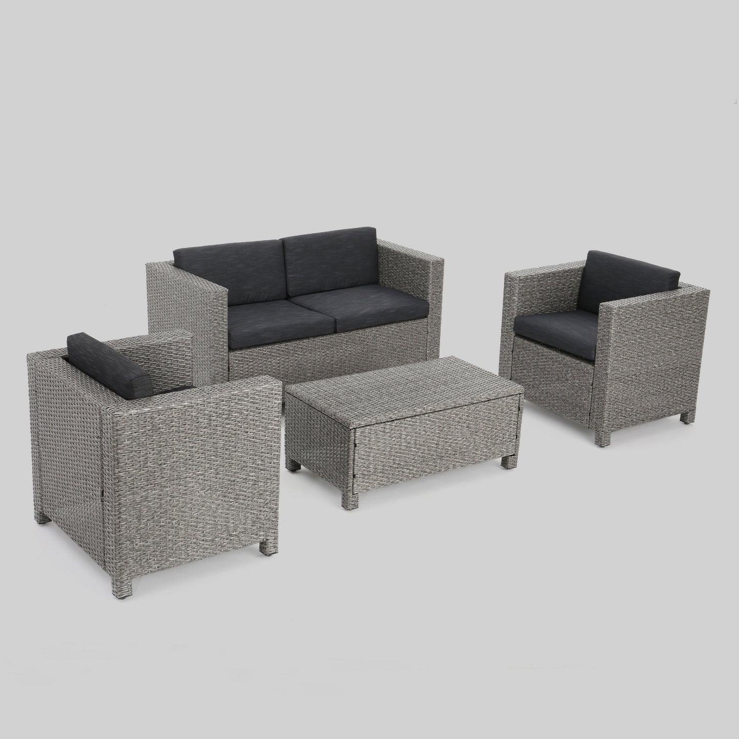 Venice 4pc   Outdoor Wicker Sofa Set   Mix Black+Dark Grey