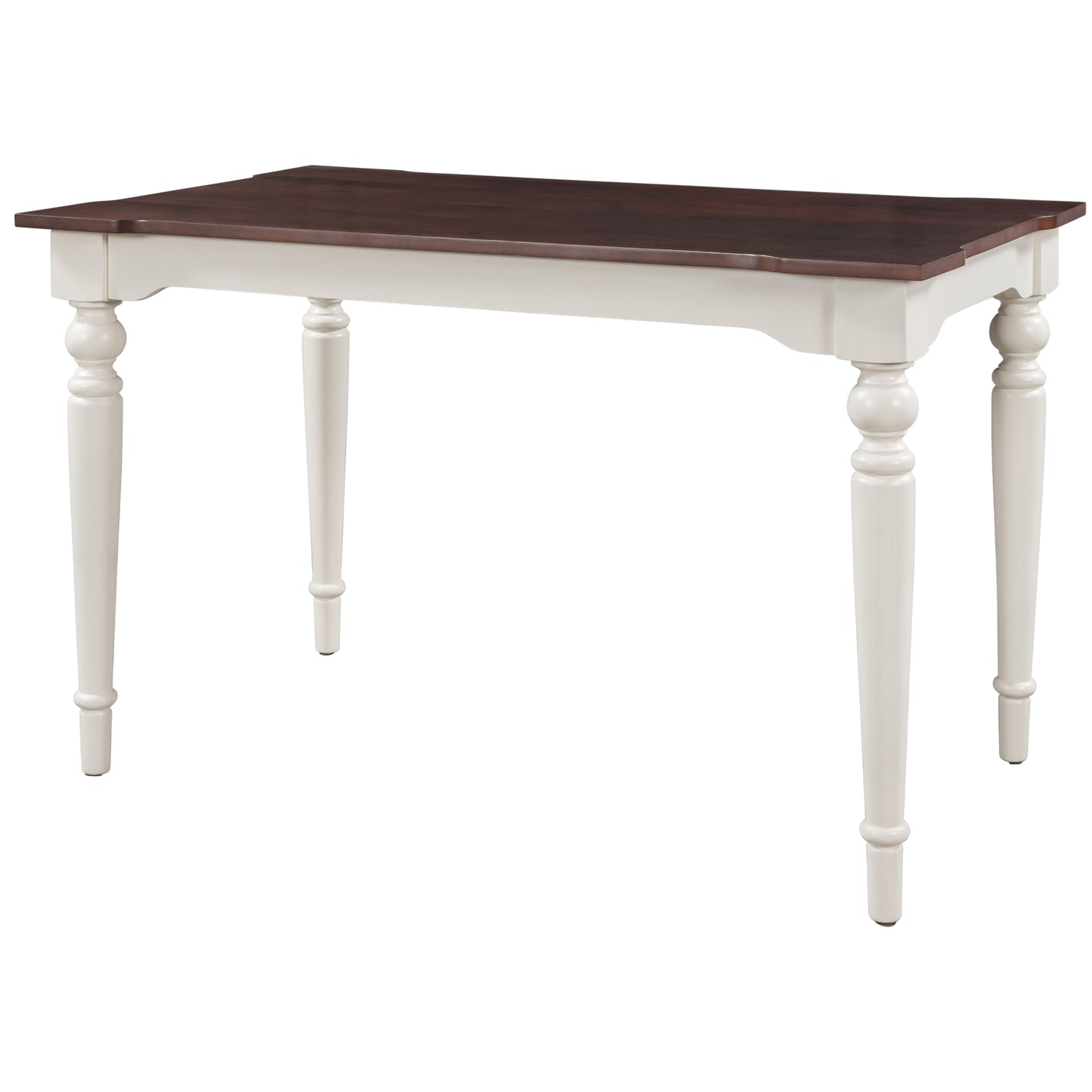 TOPMAX Wood Retro Classical Dining Table, Cherry Top+White Legs