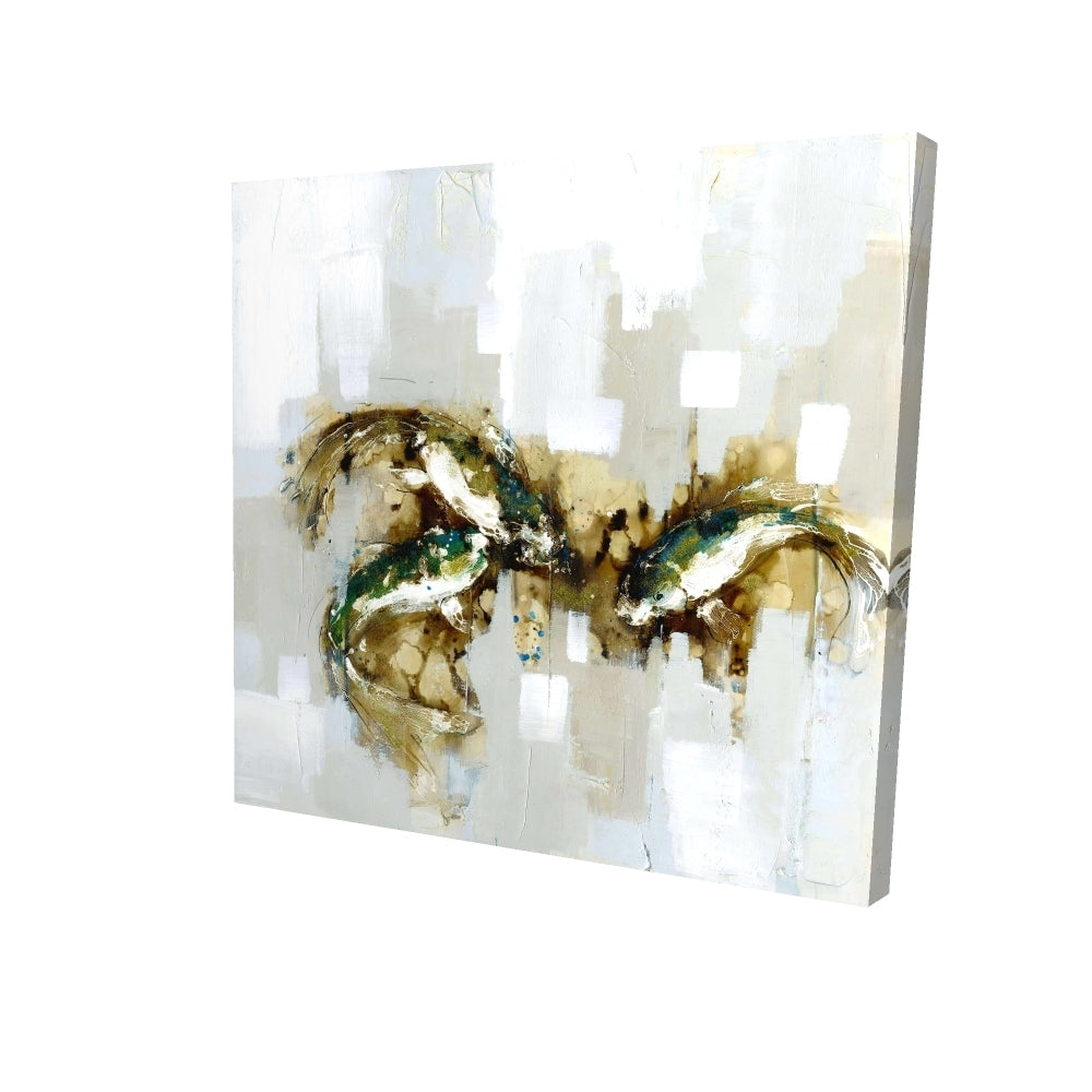 Three abstract koi fish - 16x16 Print on canvas
