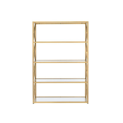 ACME Milavera Bookshelf in Gold & Clear Glass 92460