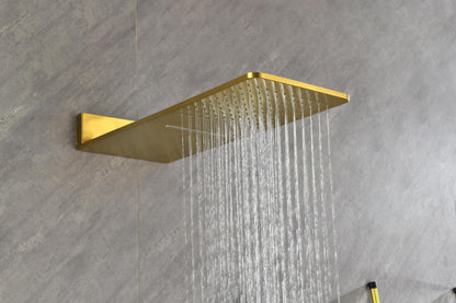 Wall Mounted Waterfall Rain Shower System With 3 Body Sprays & Handheld Shower