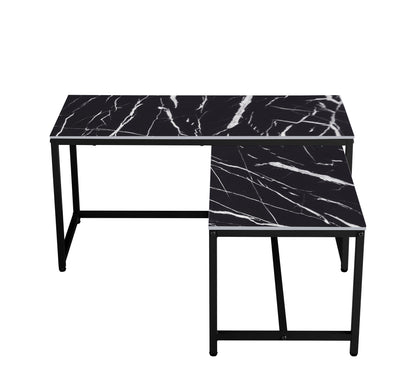 Modern Nesting Coffee  Tables Set, Marble BLACK, 2pc