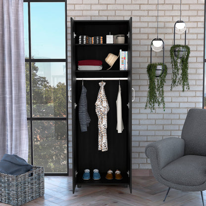 Chagrin 2-Shelf Rectangle Armoire  Black Wengue