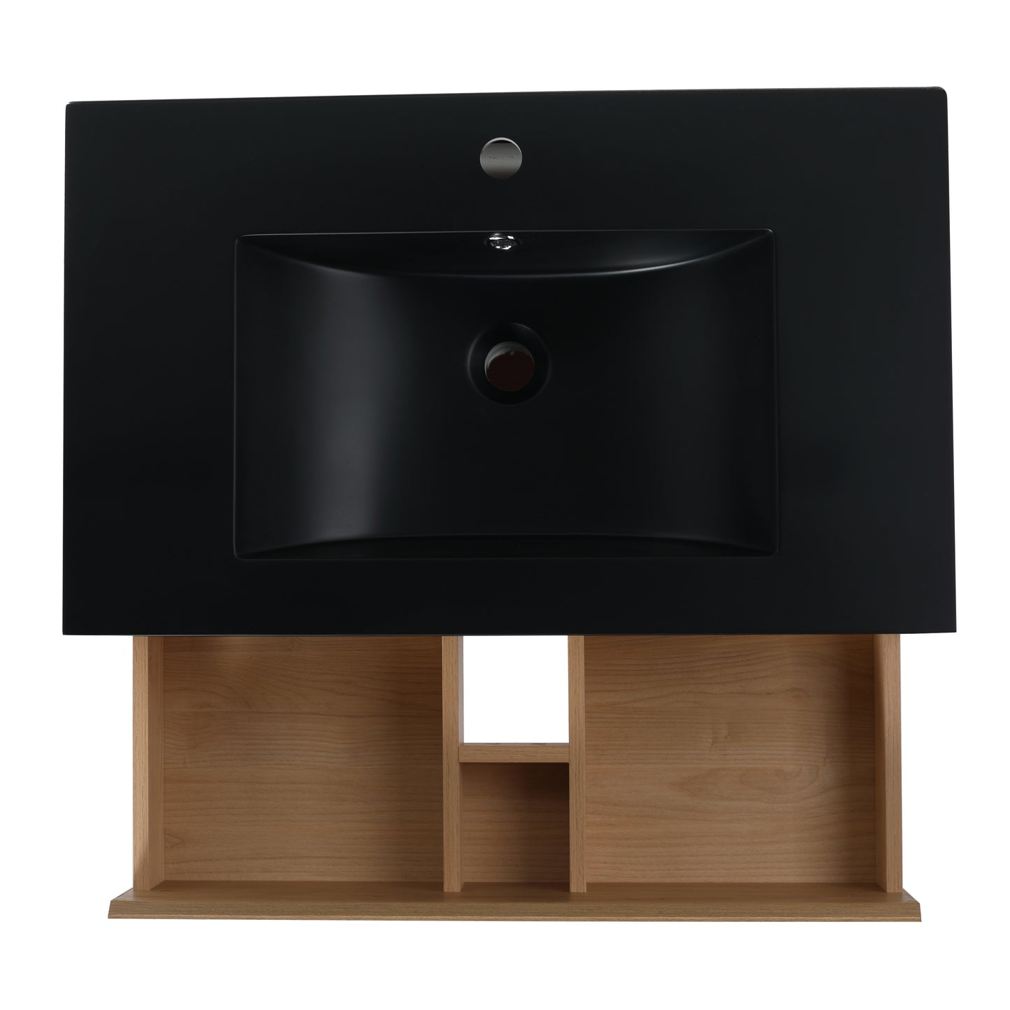 Modern Floating Bathroom Vanity 30 Inch,With Black Resin Basin,30x18