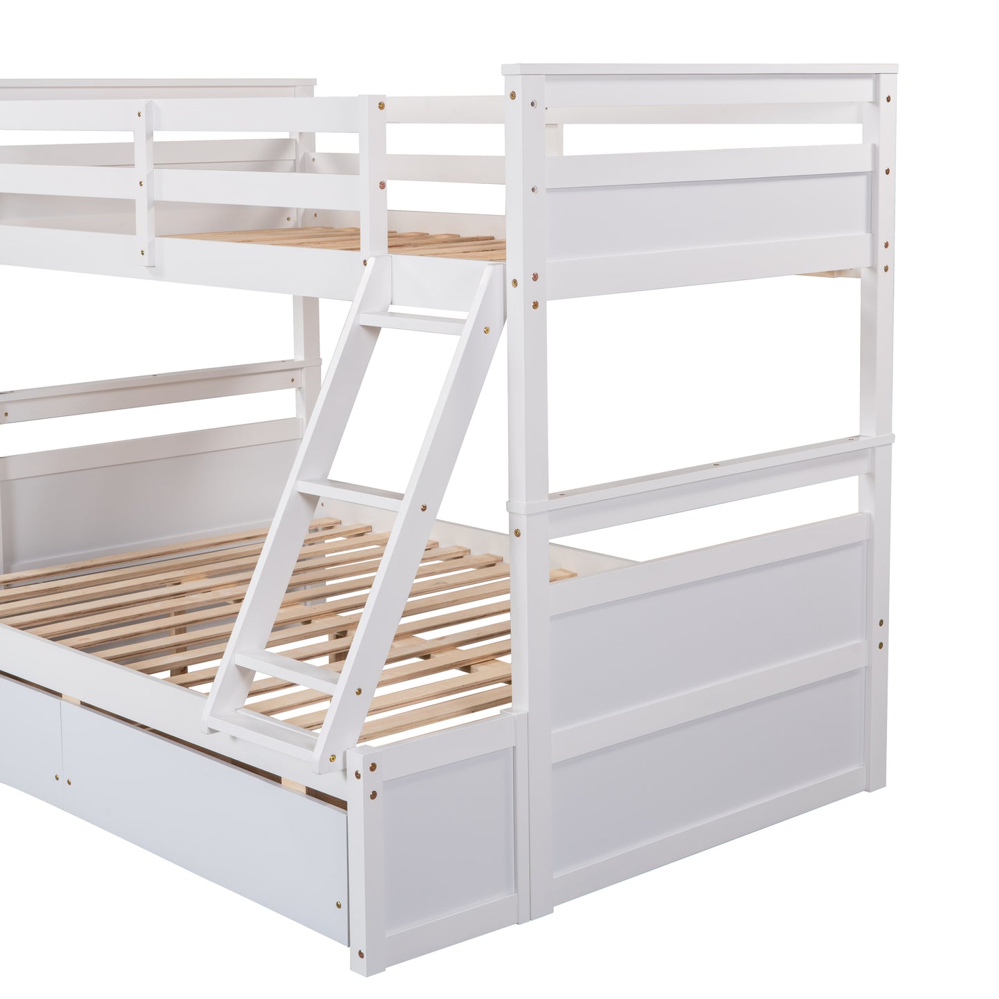 Twin over Full Bunk Bed with Storage - White(OLD SKU :LP000022AAK)