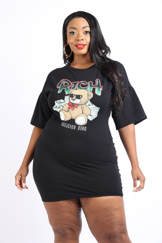 Rich bear printed t shirt dress