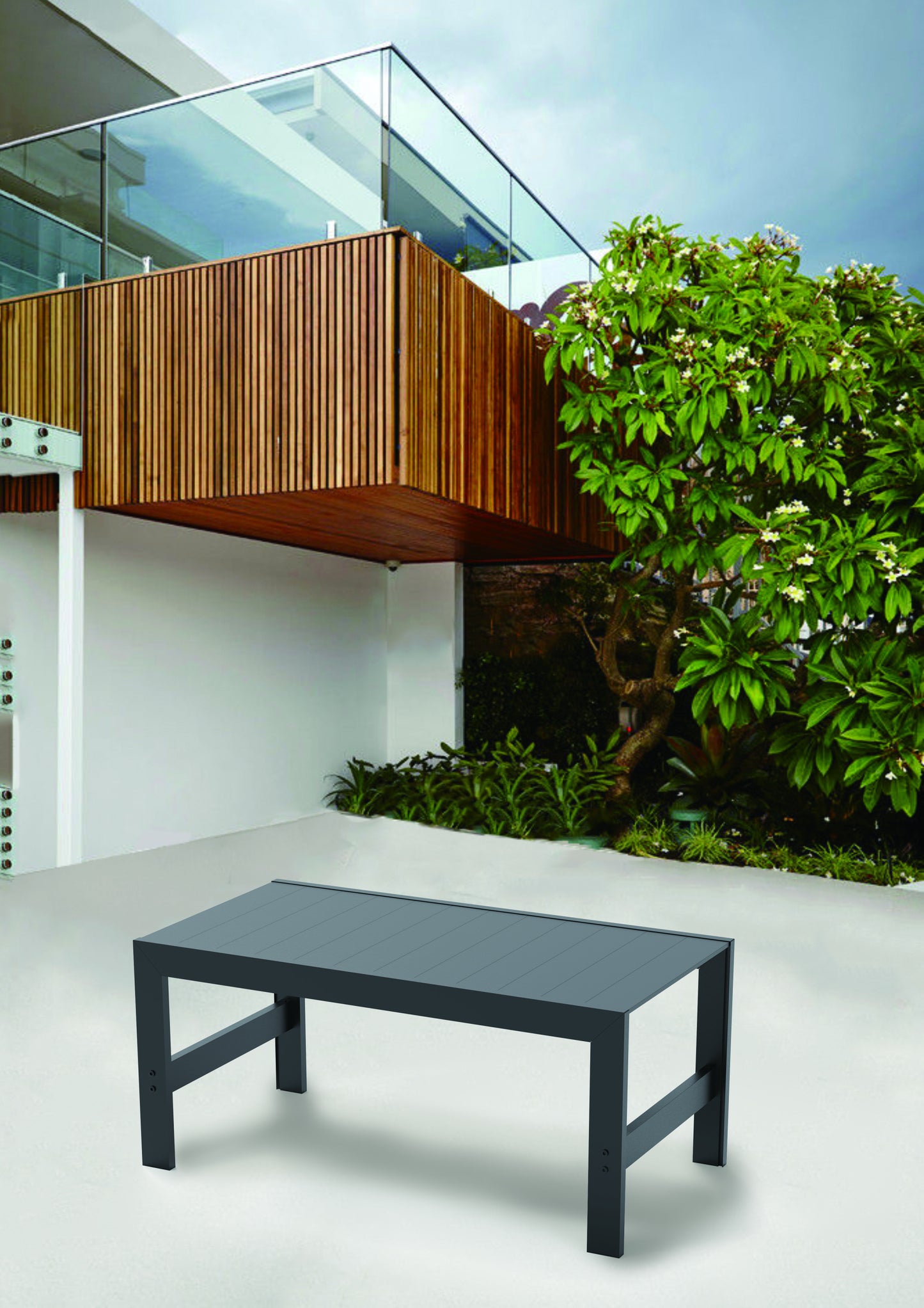 Aluminum Outdoor Patio Coffee Table in Black for Garden, Open-air balcony, Poolside