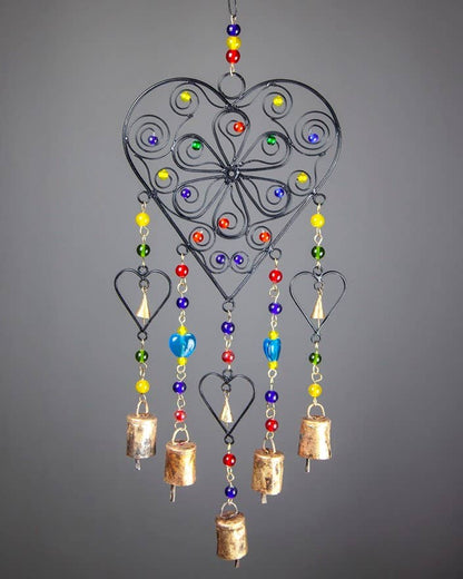 Beaded Heart colored glass chime  home decor  hanging gift by OMSutra