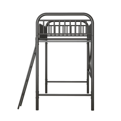 Twin Size Metal Loft Bed, No Box Spring Needed, Black (Old SKU:SM000222AAB)