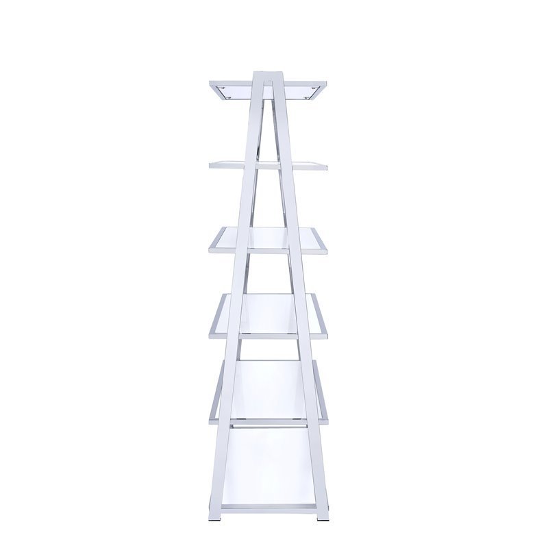 ACME Coleen Bookshelf in White High Gloss & Chrome 92455