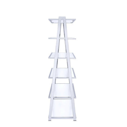 ACME Coleen Bookshelf in White High Gloss & Chrome 92455