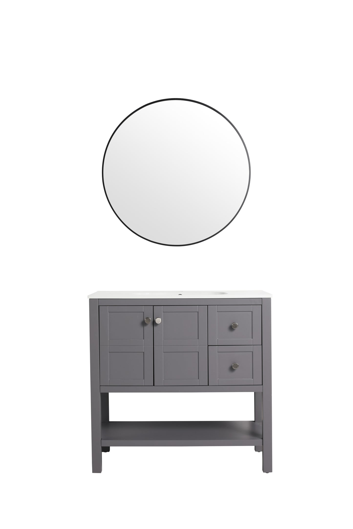 Bathroom Vanity With Soft Close Drawers and Gel Basin,36x18