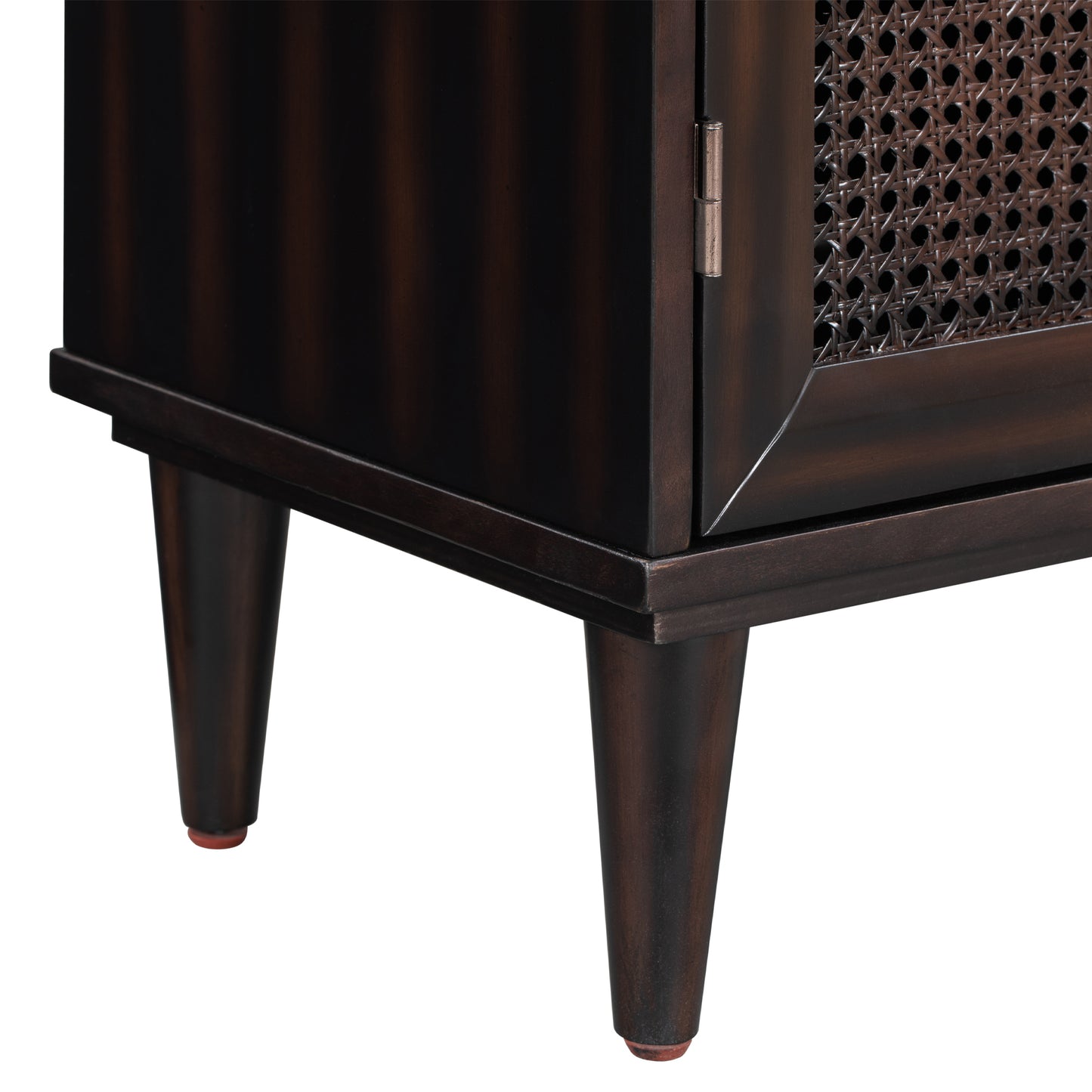 TREXM Large Storage Space Sideboard with Artificial Rattan Door and Unobtrusive Doorknob for Living Room and Entryway (Espresso)