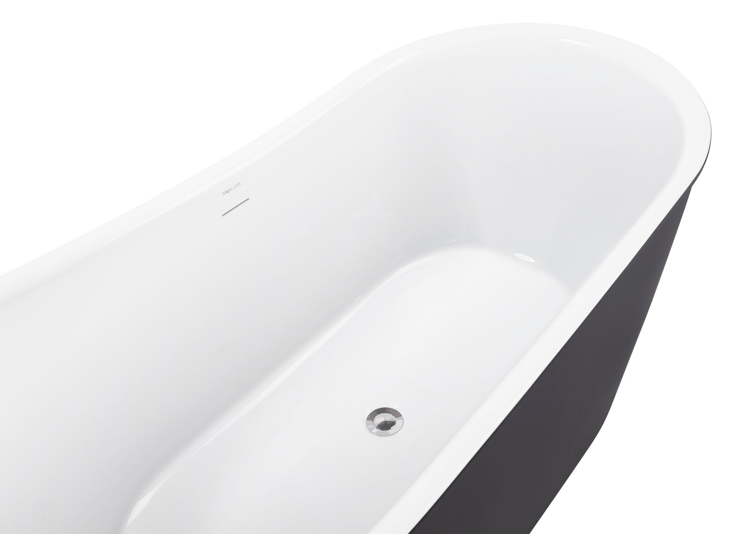 59" 100% Acrylic Freestanding Bathtub，Contemporary Soaking Tub，white inside and gray outside