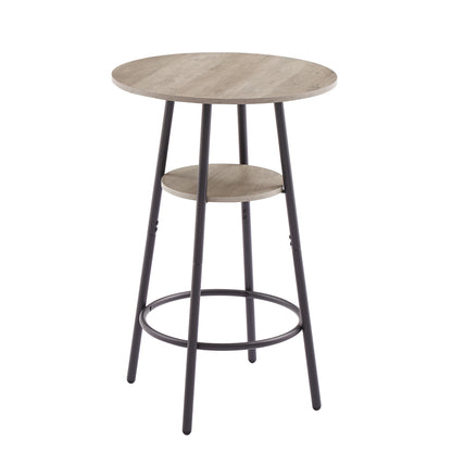 JHX Bar Table Set with 2 Bar stools PU Soft seat with backrest (Grey,23.62’’L*23.62’’W*35.43’’H)