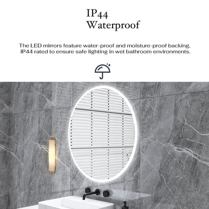 24 in. Round Wall-Mounted Dimmable LED Bathroom Vanity Mirror with Defogger and Bluetooth Music Speaker