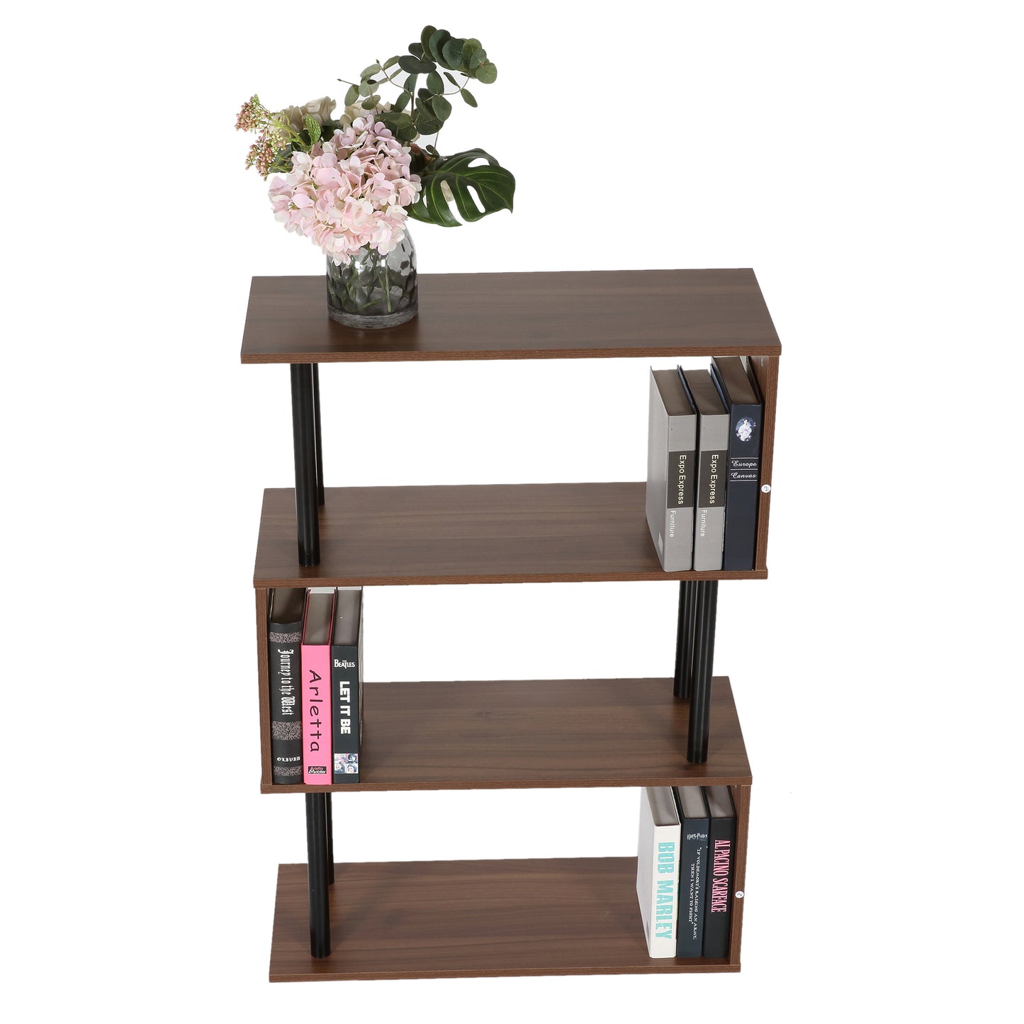 3-Tier Geometric Bookcase, Chestnut