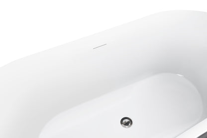 59" 100% Acrylic Freestanding Bathtub，Contemporary Soaking Tub，white inside and gray outside，Four corner bathtub