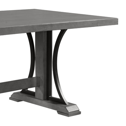 TREXM Retro Style Dining Table 78” Wood Rectangular Table, Seats up to 8 (Gray)