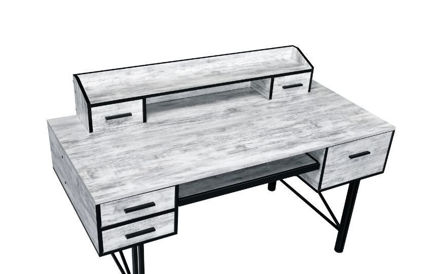 ACME Safea Computer Desk, Antique White & Black Finish 92802