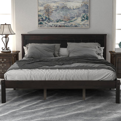 Platform Bed Frame with Headboard , Wood Slat Support , No Box Spring Needed ,Queen,Espresso（OLD SKU:WF191420AAP）