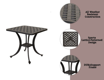 Square Cast Aluminum Outdoor Side/End Table, Dark Lava Bronze