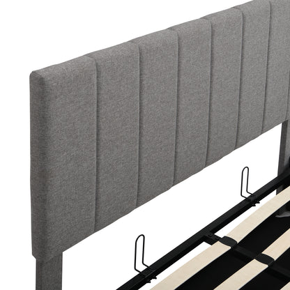 Full size Upholstered Platform bed with a Hydraulic Storage System - Gray