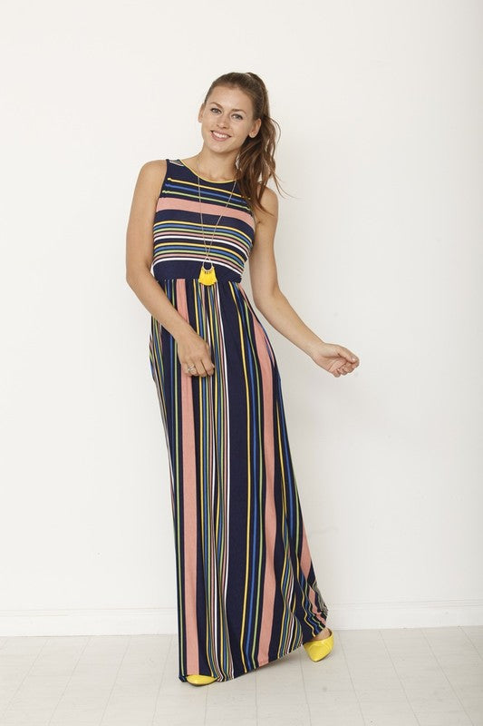 Multi stripe maxi dress