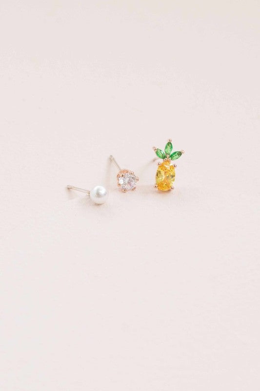 Groove On Pineapple Stone Earring Set