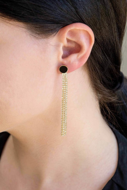 Black Dot Dangle Earrings